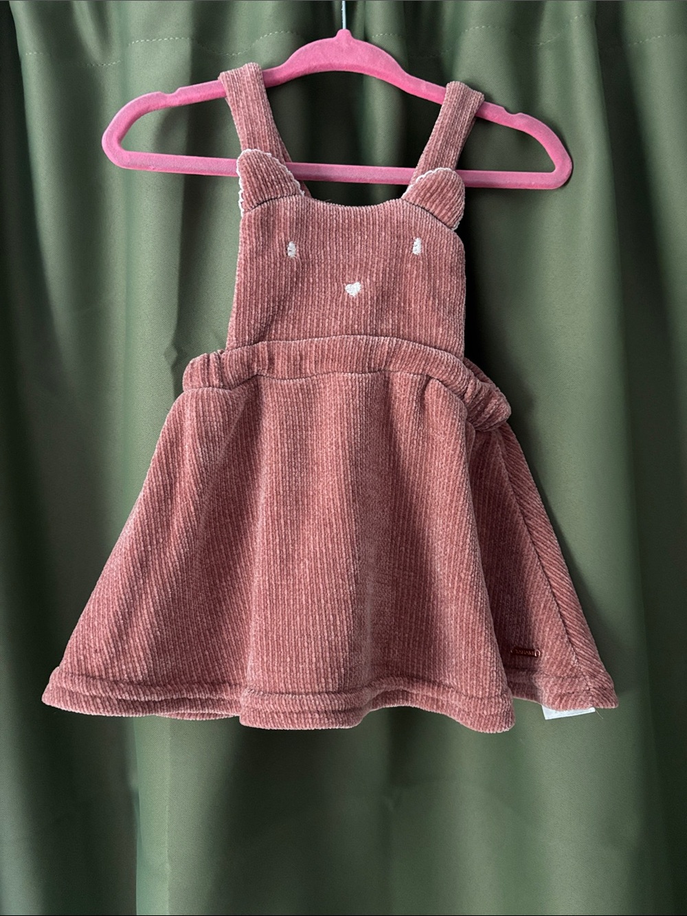 Bear Pinafore Dress in Dusty Rose